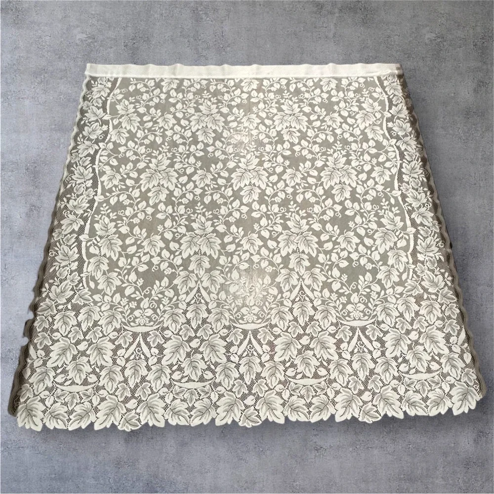 Vintage Lace Curtain Panel Leaf Floral‎ Pattern Scalloped 63x57